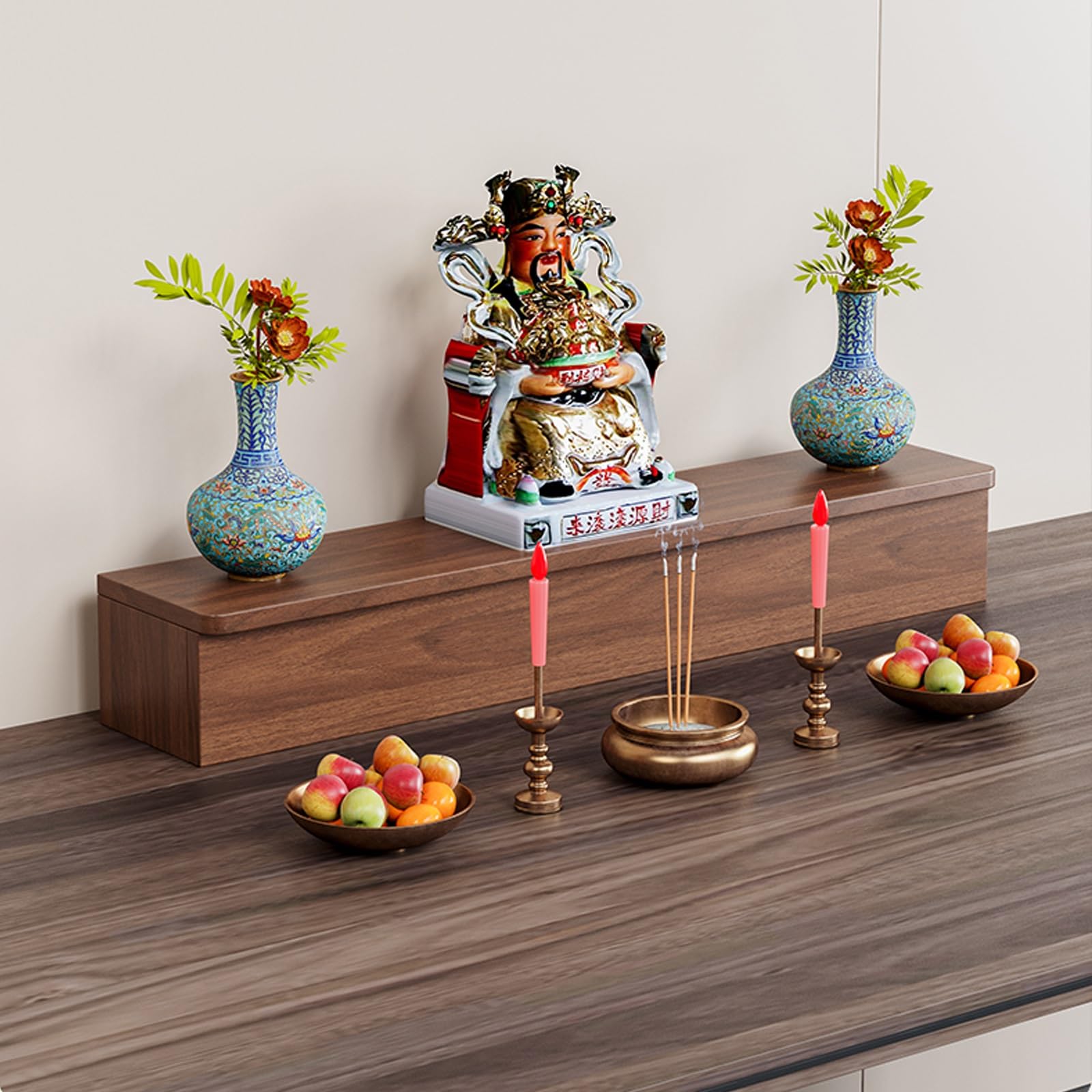 JNTFNE Desktop Buddha statue stand, Shrine Altar Table,Wood Temple Meditation Table,Chinese Style Guan Gong God of Wealth Pagoda Shelf,Customizable(Single-layer,60 * 15 * 20cm/23.6 * 5.9 * 7.8in)