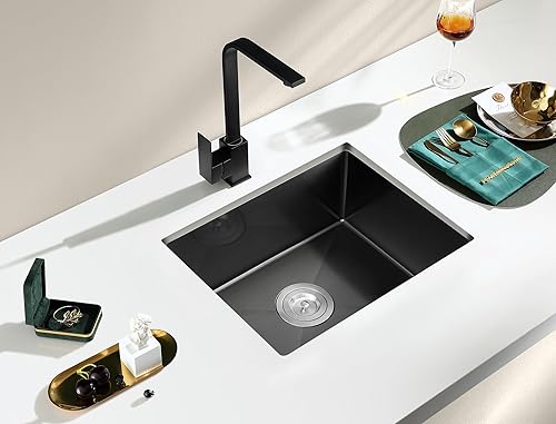 Vista 84 de MENATT Fregadero de cocina de 20 pulgadas, acero inoxidable SUS304 hecho a mano, fregadero de cocina con colador de fregadero (cepillado), 20 x 16 x