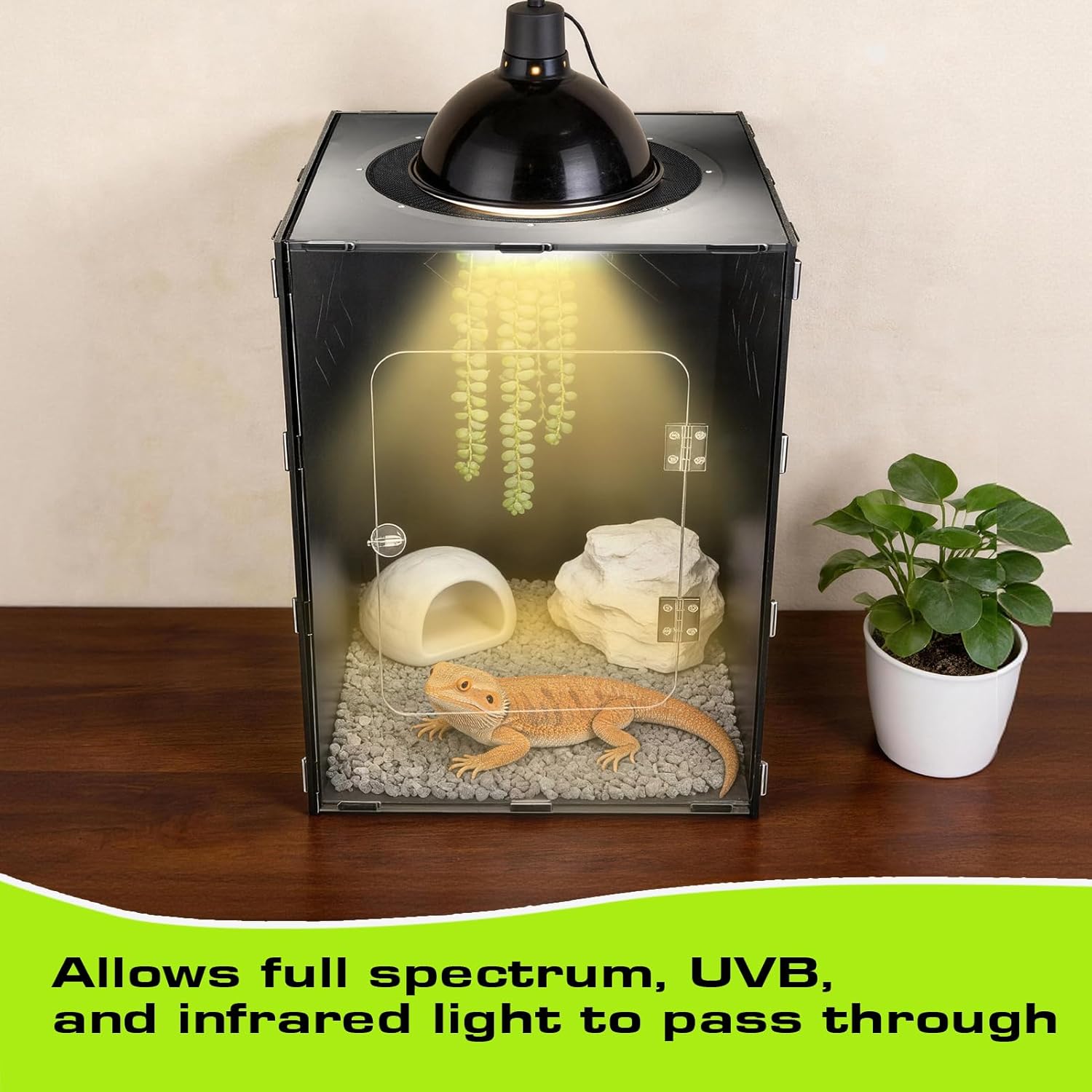 25 Gallon Reptile Tank Enclosure,16x16x24 Reptile Terrarium Acrylic Front Opening with Metal Translucent Mesh Top for Crested Gecko Lizards, Snakes, Chameleon
