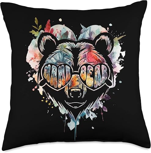 Miniatura 4 de Mama Bear Flower Heart Hippie Retro Mother's Day Blessed to Be Mama Bear Cub Retro Heart Mothers Day Mom Throw Pillow, 16x16, Multicolor