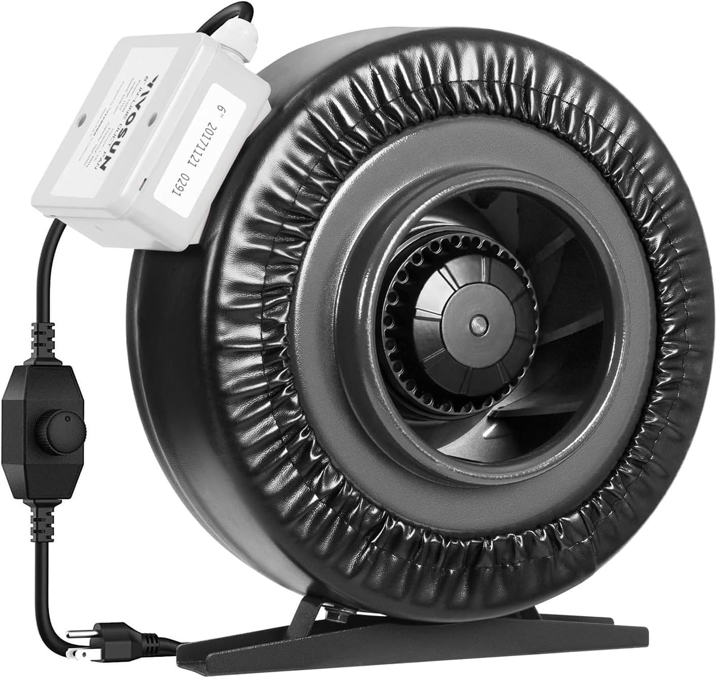 VIVOSUN Ventilatore A Canale 150mm Estrazione 748m³/h, Ventilatore Tubolare con Regolatore di Velocità Variabile per Ventilazione Grow Tent, Coltivazione Indoor, Giardino Interno, Nero Modello