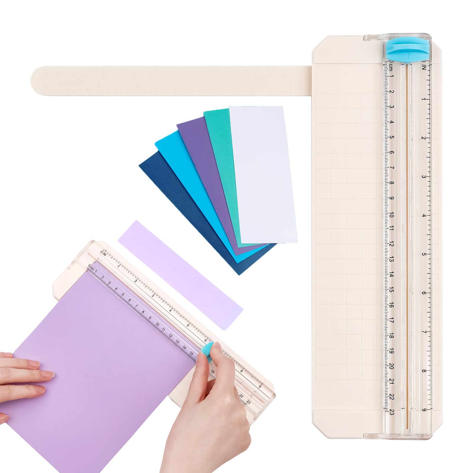 OTCRAFT Mini Paper Trimmer with Extending Ruler for Scrapbooking Craft, Paper, Postcards,Coupon, Photos,Label, Cardstock ect Closed Size Approx.26.5x8.5cm/10.4x3.3inch