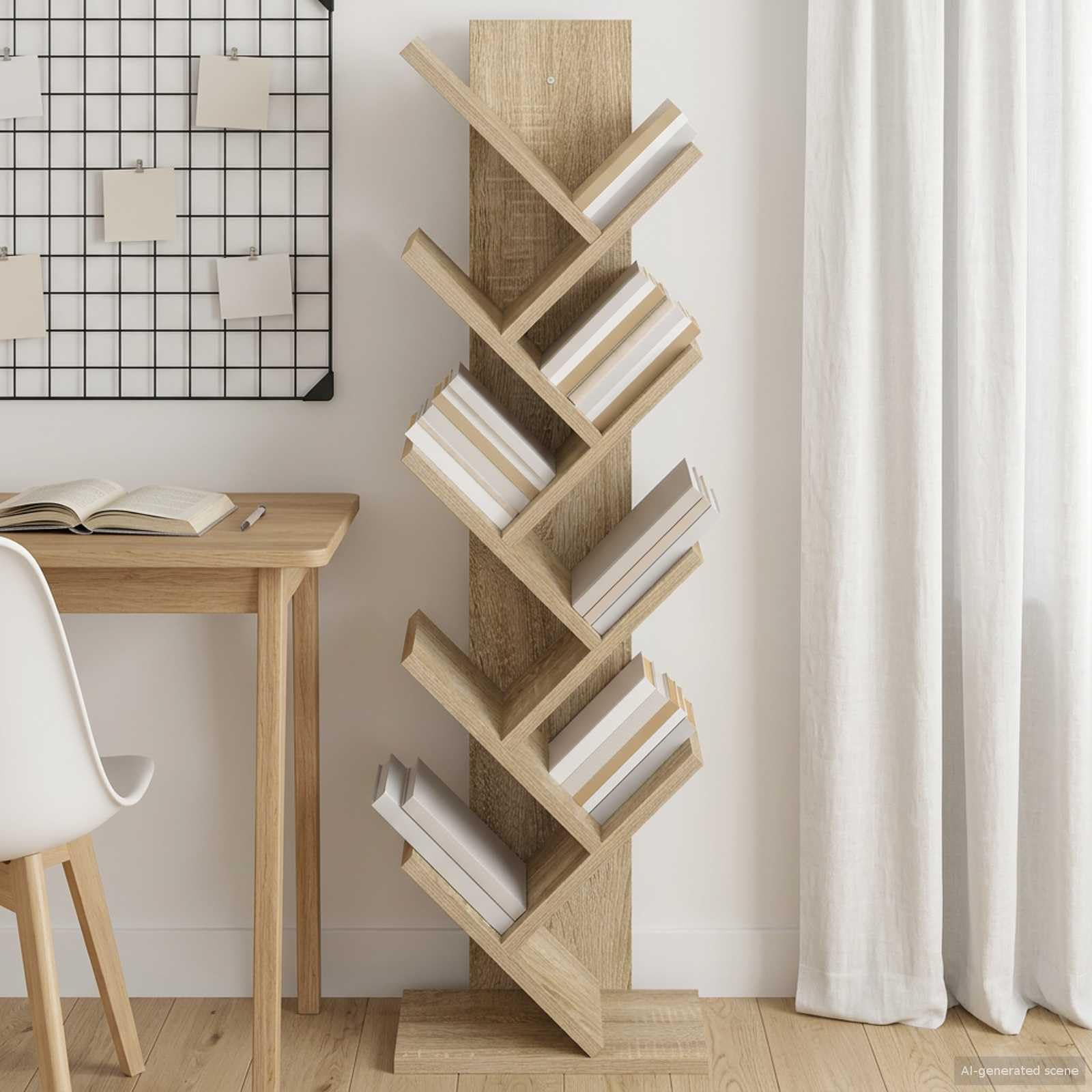 Scaffale a 6 ripiani, in legno, 30 x 18 x 100 cm, per soggiorno, camera da letto, ufficio, cameretta dei bambini, salvaspazio, stabile, versatile, decorazione, organizzatore, scaffale