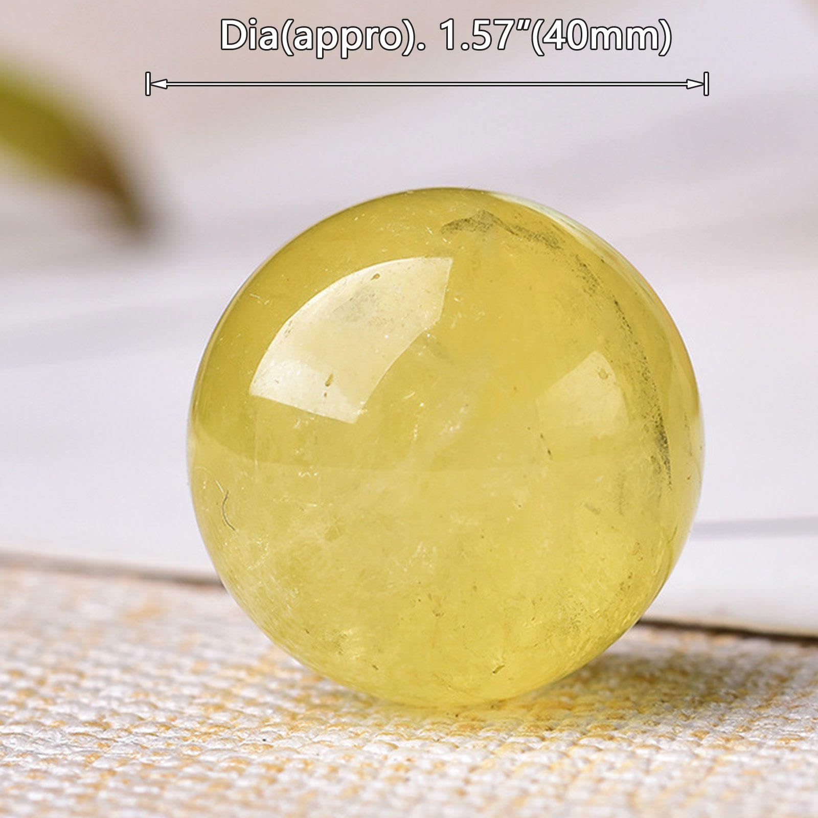 NIBHZ Sfera di Cristallo Giallo Grezzo Naturale in Cristallo, Sfera Feng Shui, Ornamenti di Cristallo per Ufficio e casa,40mm