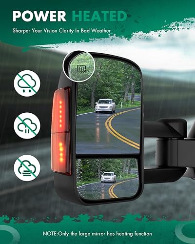Miniatura 6 de SCITOO Espejos de remolque para Chevy Silverado 2003-2006 para GMC para Sierra 1500 2500HD 3500 Suburban Yukon XL Tahoe Power - Par de espejos de
