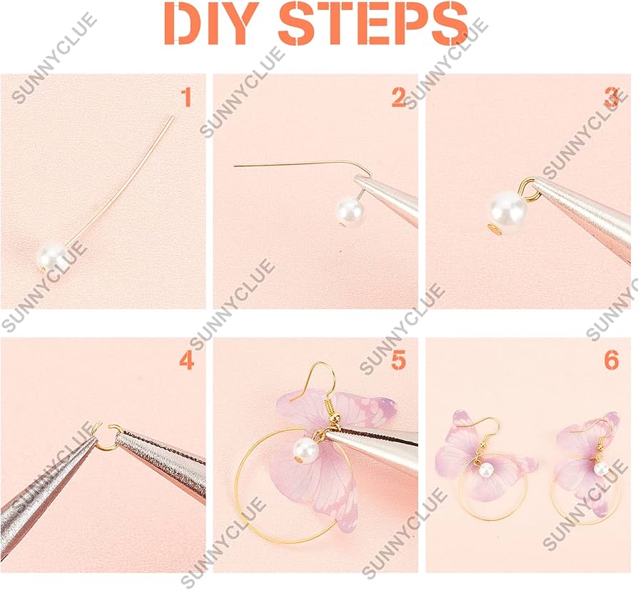 SUNNYCLUE 100 Perline Farfalla In Vetro Con Glitter – Kit Fai Da Te Per Gioielli: Orecchini, Bracciali E Collane – Regalo Creativo Per Donne