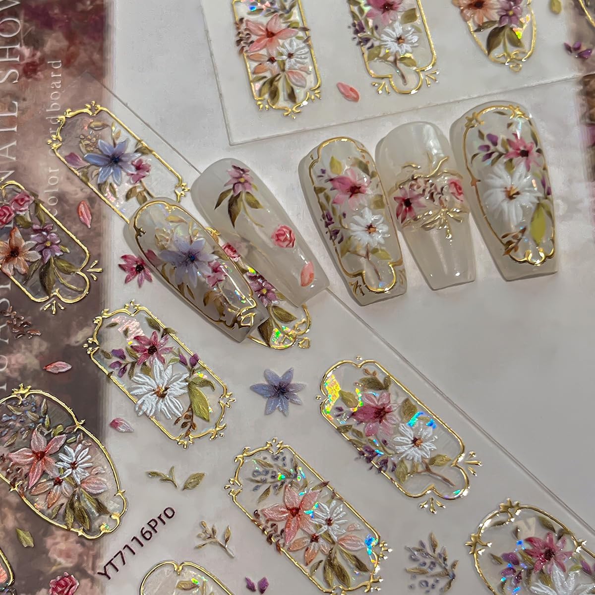 Strawberry Nail Art Stickers Cute Flower Nail Decals 5D Embossed Self-Adhesive Bow Nails Design Spring Summer Strawberry Flower Nail Art Supplies for Women Nail Decoration