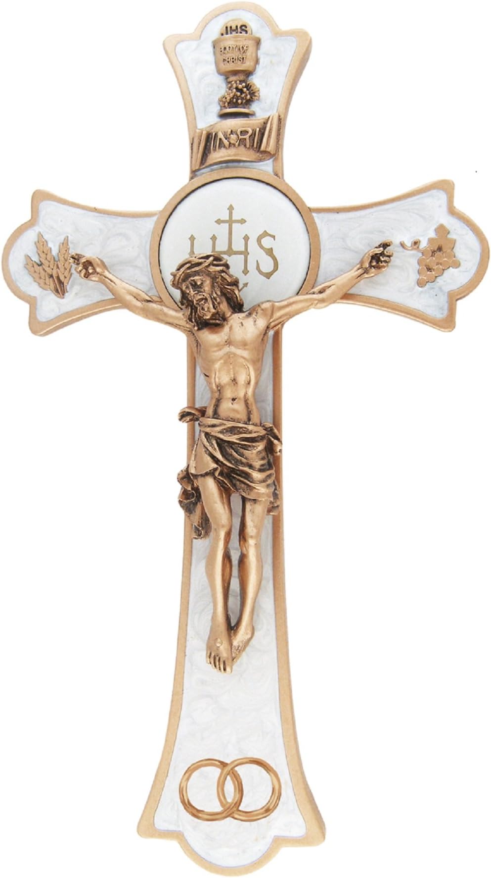 Inspire Nation Holy Mass Wall Crucifix Wedding Rings Cross 8 Inches