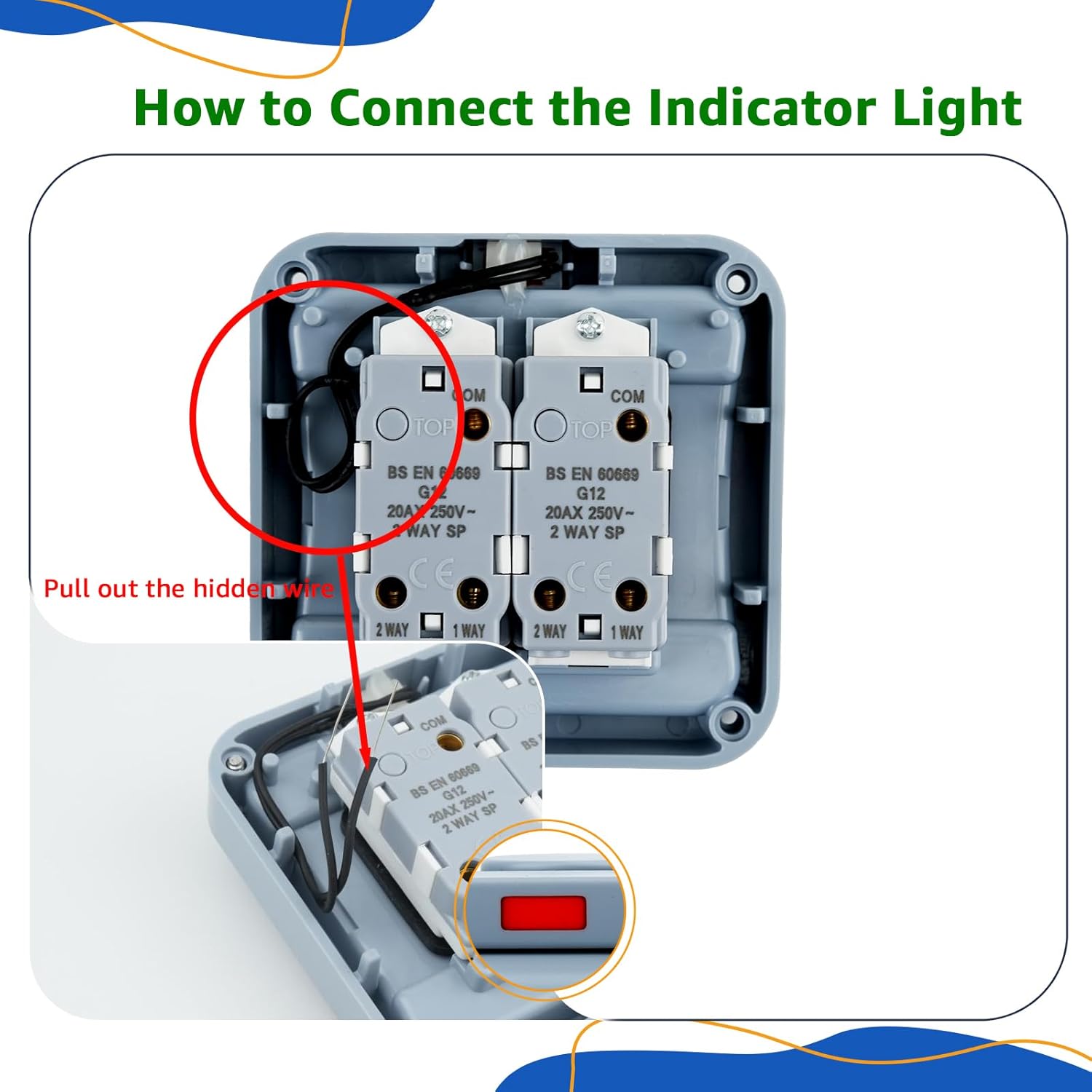 NineLeaf 2PK IP66 Waterproof Switch,1gang 2way &2gang 2way Outdoor Light Switch for for Garden, Balcony, Garage, Corridor(1Gang&2Gang 10A Grey)