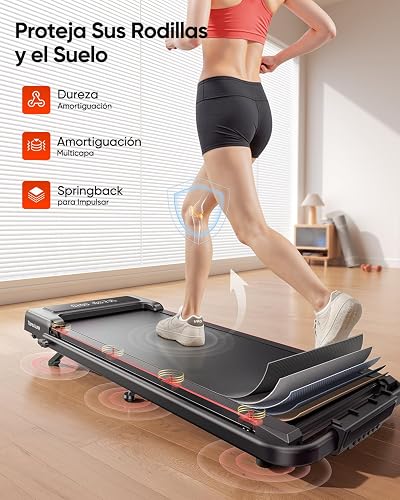 Tapis de Course, Inclinaison de 9%, 12km/h,électrique Pliable 4en1,Compact et Portable,2.5 HP, Peut être placé sous Le canapé,télécommande,APP,Double écran LED, adapté au Bureau à Domicile - 2
