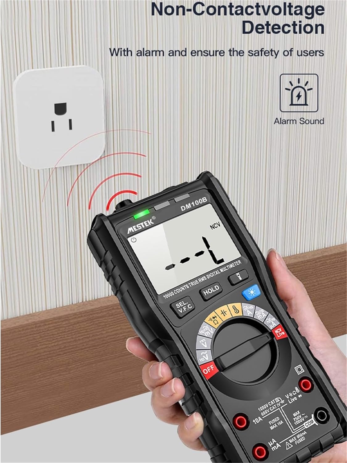 DM100B 10A AC DC Current Auto-ranging Digital Multimeter Tester with Resistance Continuity Digital Multimeter