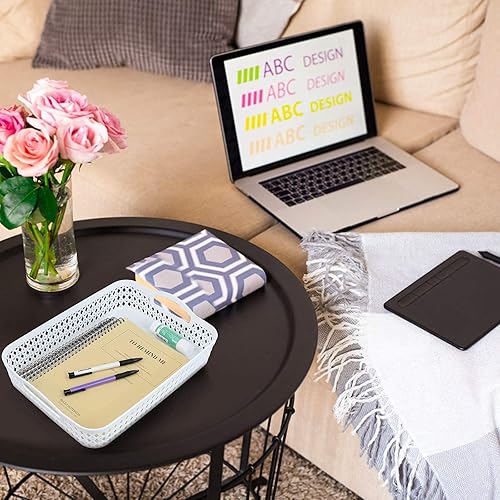 Miniatura 4 de Saedy Cestas de almacenamiento de papel blanco A4, bandeja organizadora de plástico, juego de 6