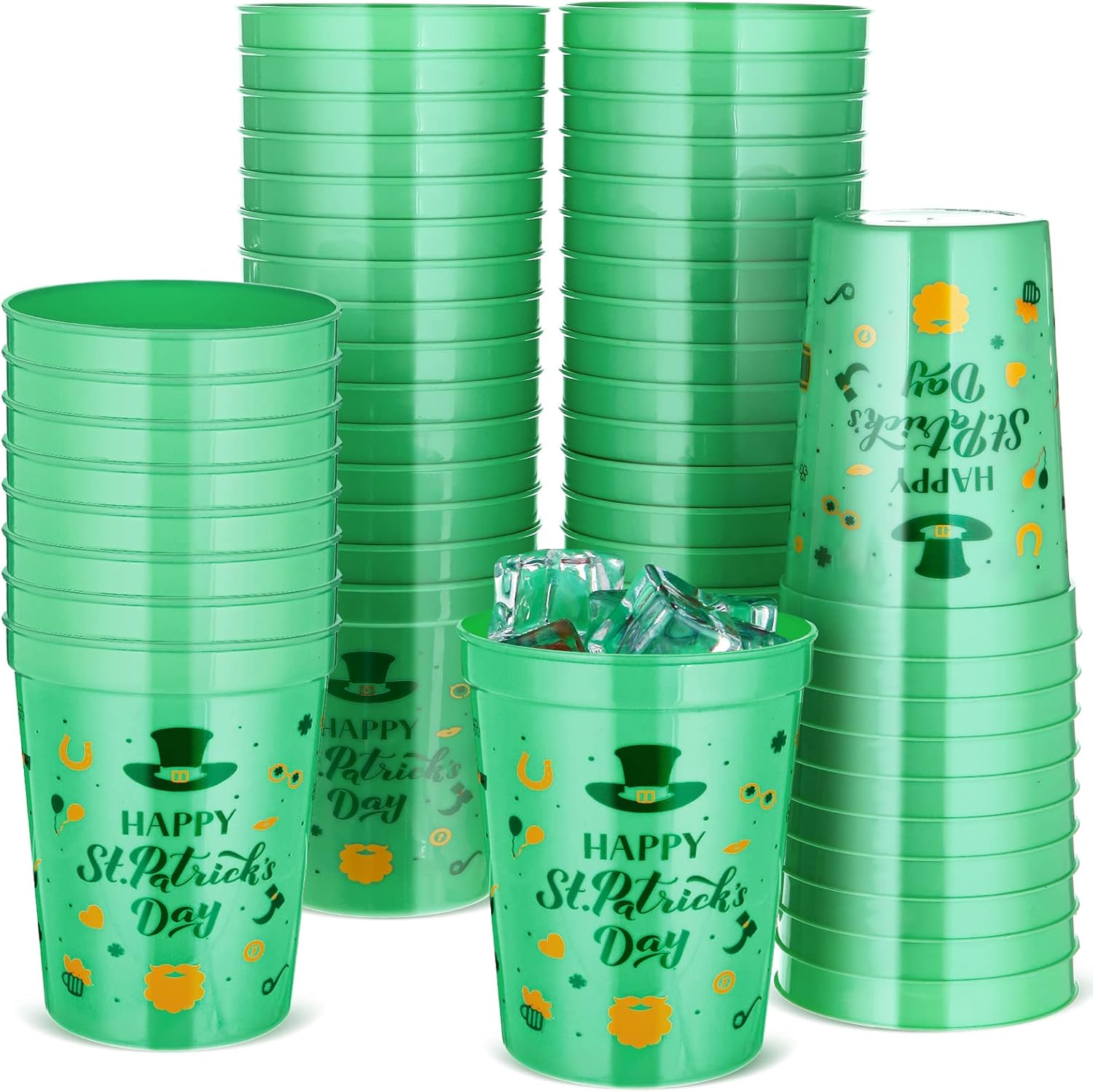 Meanplan 50 Pcs St Patrick's Day Party Cups Bulk Happy St