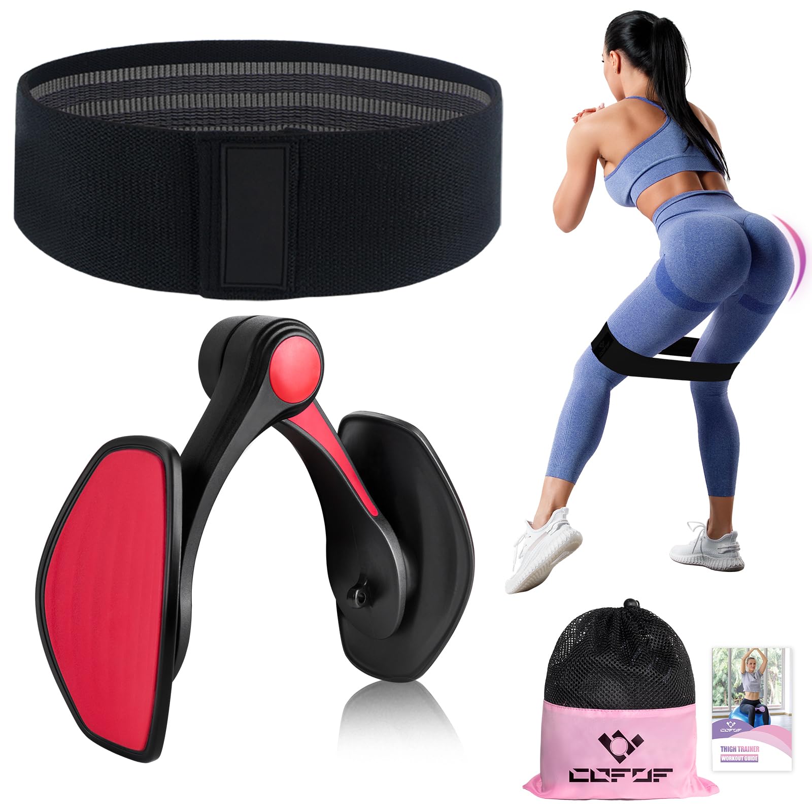 Oberschenkeltrainer 28-38lb Beckenboden Trainer Damen für Frau Beinpresse, Multifunktionaler Arm und Beintrainer Trimmer, Gesäßtrainer po Trainer mit Resistance Bands Fitnessband Booty Sport