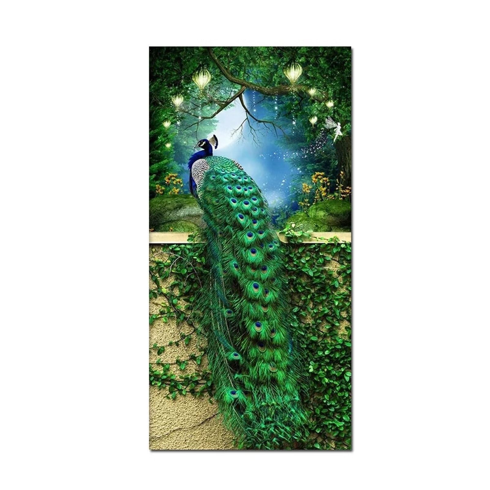 DIY zestawy do malowania diamentami 5D, zielony paw zestaw do malowania diamentami, 80 x 220 cm pełne okrągłe wiertło klejnot sztuka malarstwo diamentowe, zestawy do malowania diamentami dla dorosłych, do domu, sypialni, pokoju, na płótnie, dekoracja ście