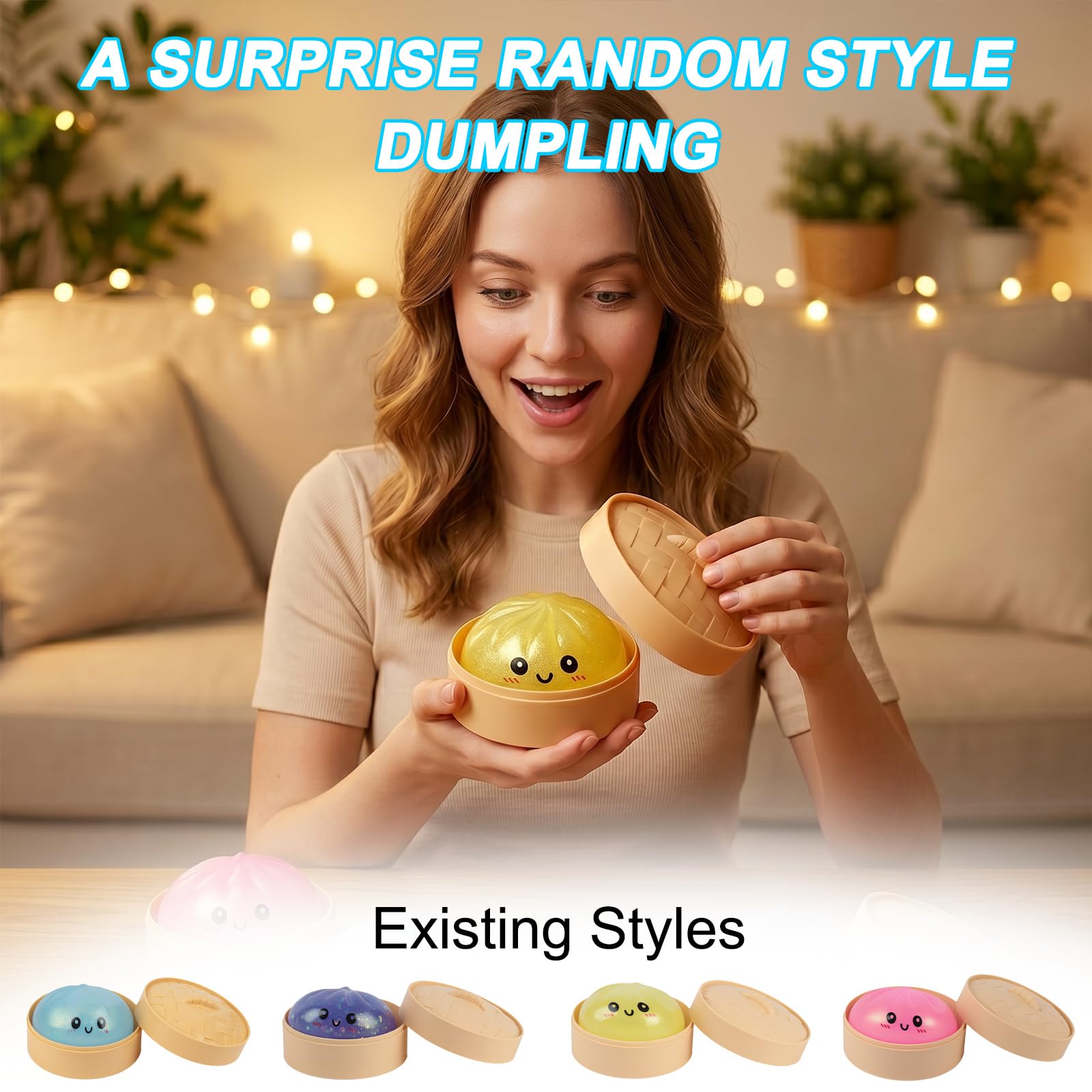 Mystery Dumplings Squishy with Steamer, Random Squishy Dumpling Mystery Glitter Dumpling Squishies, Dumplings Squishy Toy - Image 5
