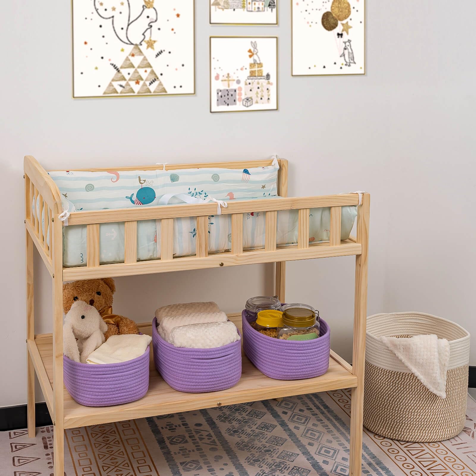 CubesLand Cestino portaoggetti a forma di cubo per neonata piccola cesta portaoggetti viola per giocattoli per cani cesti portaoggetti tessuti per scaffali