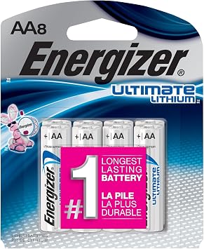 Energizer Ultimate Lithium AA Batteries 8 Pack, 1.5V Longest-Lasting Double A High-Drain Devices