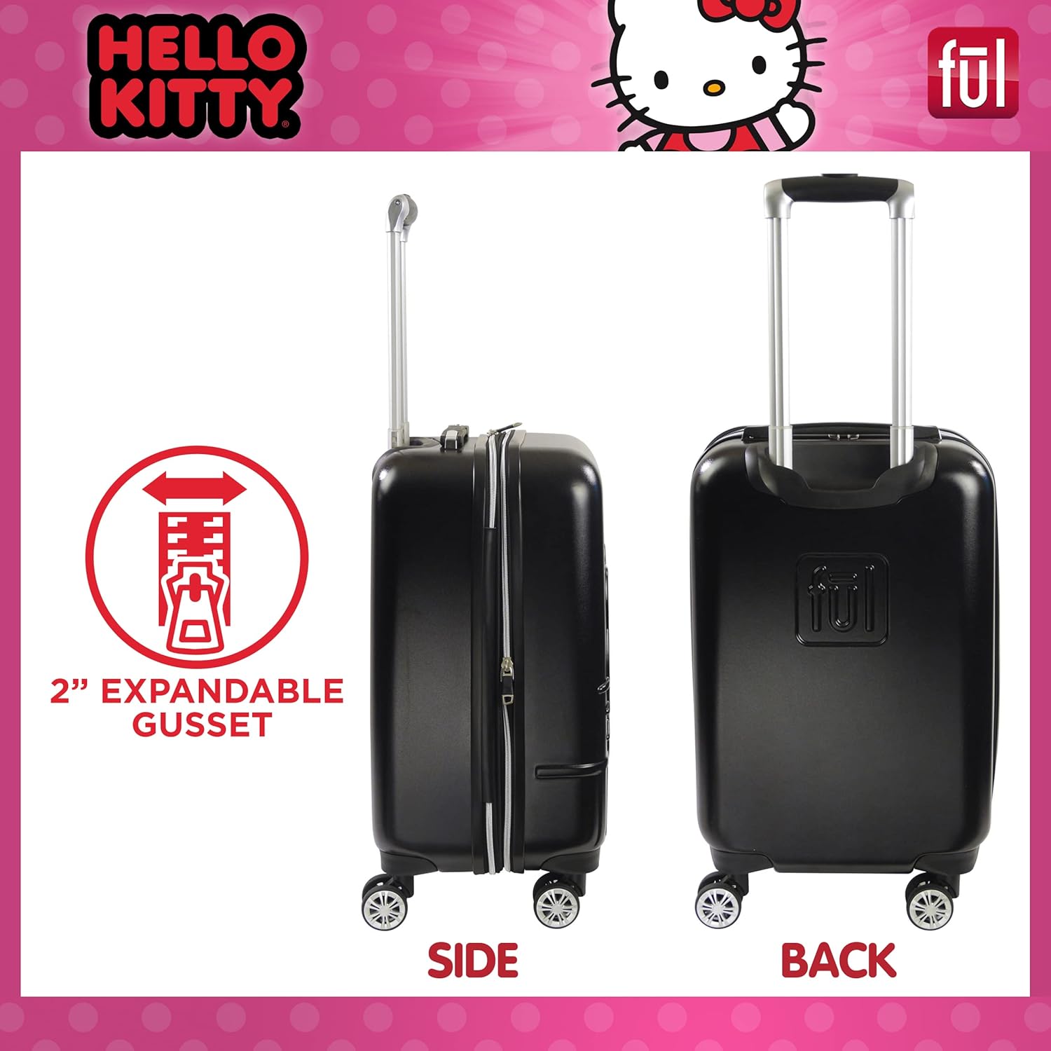 Review FUL Hello Kitty 21 Inch Rolling Luggage, Hardshell Carry On