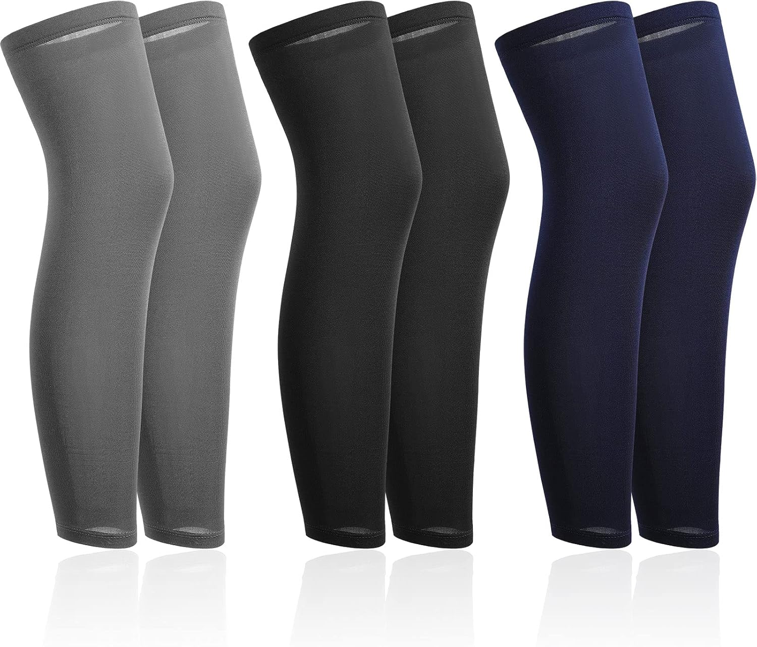 Skylety 3 Pairs Compression Leg Sleeves Full Length Sleeves for Mens Basketball Cycling