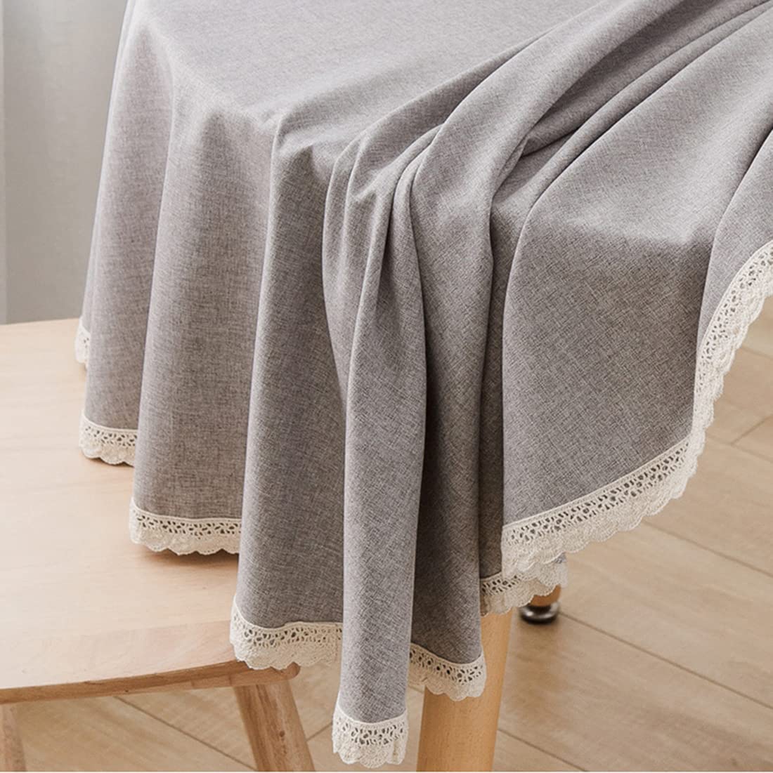 Coton et Lin Nappe Ronde en Lavable Machine Diamètre 90cm-280cm Hôtels Restaurants Conférences Evénements et Fêtes Nappes Gris Clair Diamètre 160cm