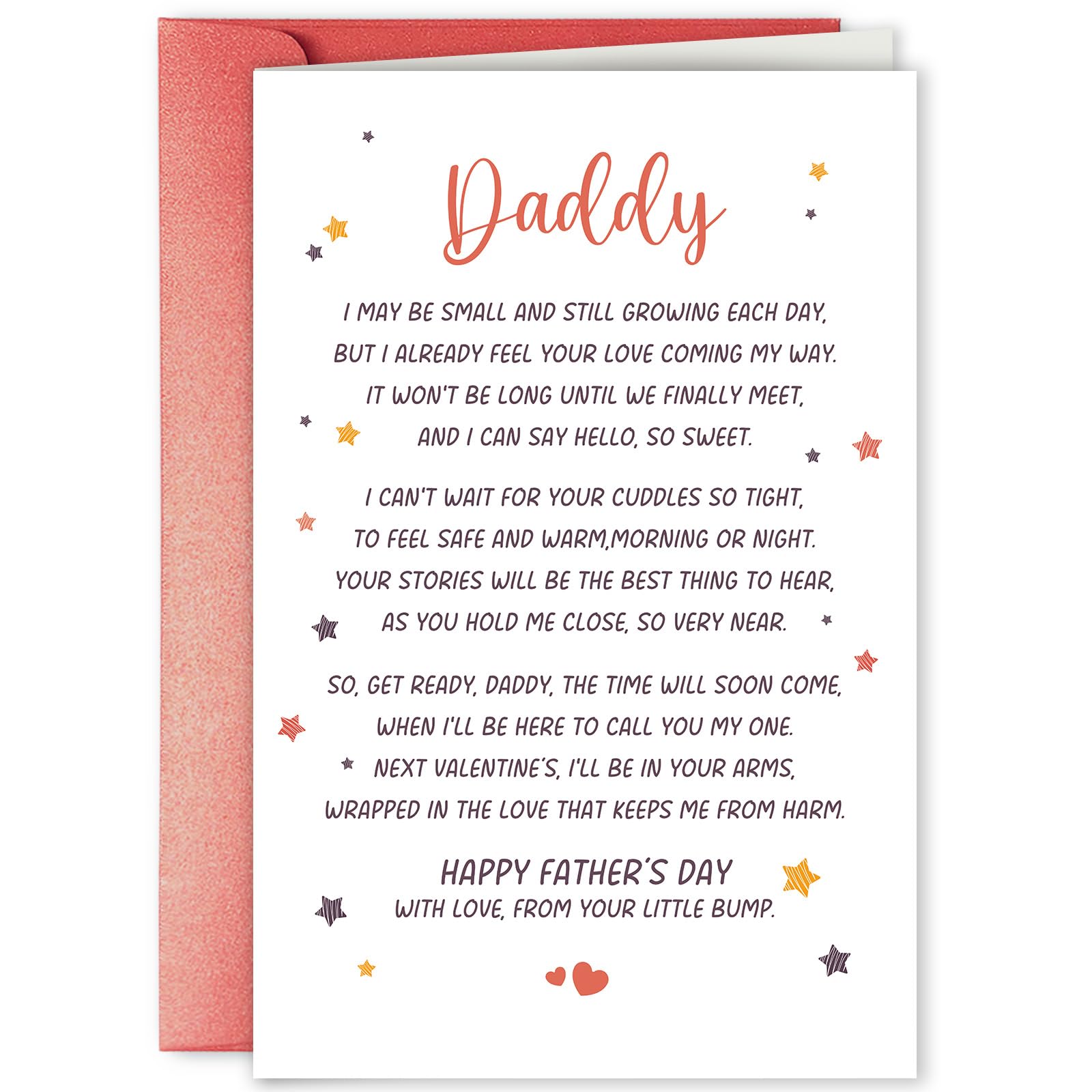 Poem First Father's Day Card for New Dad, Sweet Fathers Day Card for Him, Happy Father's Day Gifts from Bump Baby