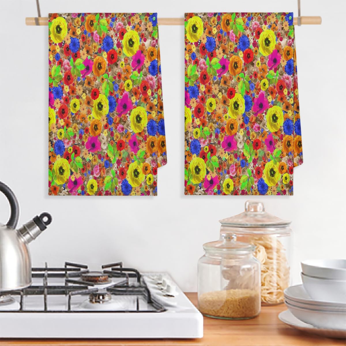 2er-Set Küchentücher Mit Blumenmuster – 40x61 Cm, Aus Weichem Polyester