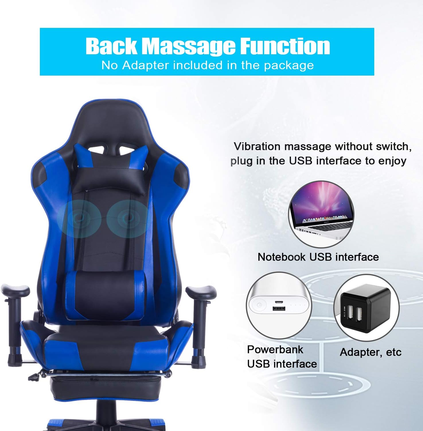 HEALGEN Big and Tall Gaming Chair with Footrest PC Computer Video Game Chair Racing Gamer Pu Leather Chair High Back Swivel Executive Ergonomic Office Chair with Headrest Lumbar Support Cushion
