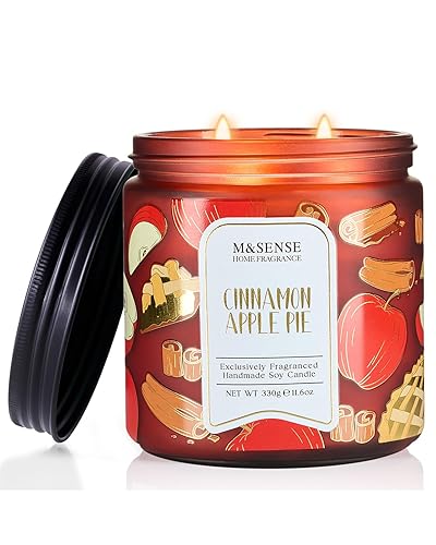 M&SENSE Christmas Candles Cinnamon Apple Scented, Soy Wax 11.6oz 70