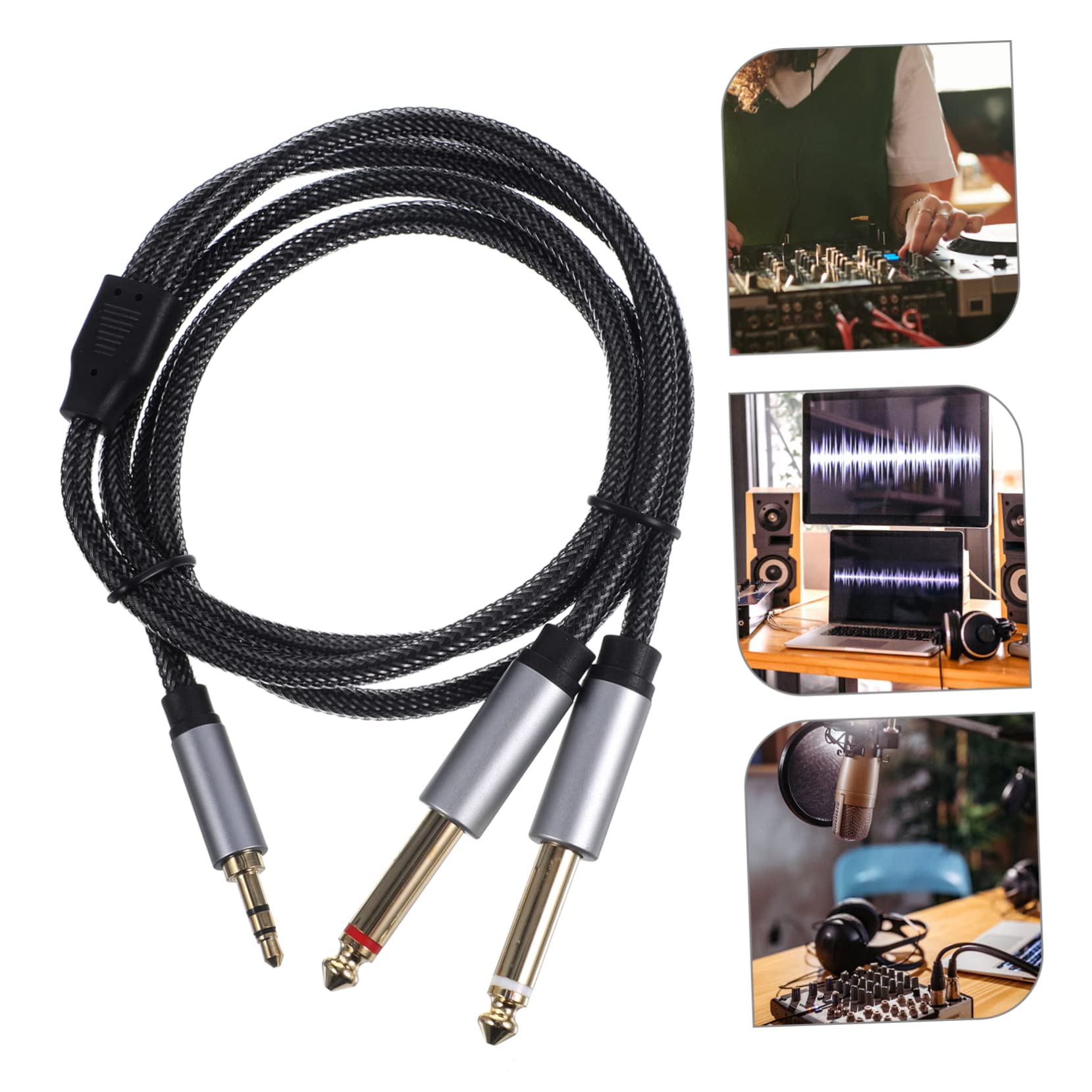 Angoily 5st Kabelverteilerleitung Splitter Für Audiokabel Patch-kabel Stereo-buchse Auf 2 Mono-buchsen 1/8 Auf 1/4 Adapter Kopfhörer-splitter Gitarrenverstärkerkabel Zinklegierung
