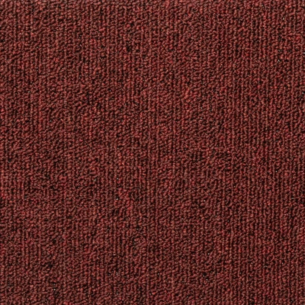 Lot de 15 tapis d'escalier 65 x 21 x 4 cm - Bordeaux - Bord rectangulaire - Antidérapant - En 100 % polypropylène touffeté - Insonorisant et lavable - Avec bandes adhésives double face