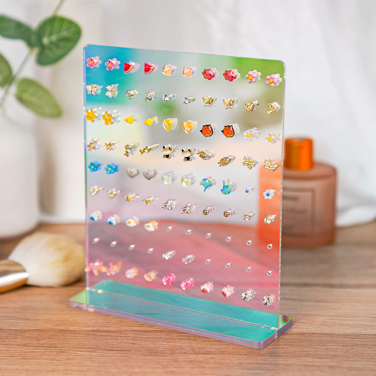 NiHome Acrylic Earring Stand 3PCS, Exquisite Double-Sided Acrylic Earring Organizer with 90 Holes Each - Lightweight and Sturdy Material, Unique Design with Larger Holes for Special Sizes image 2
