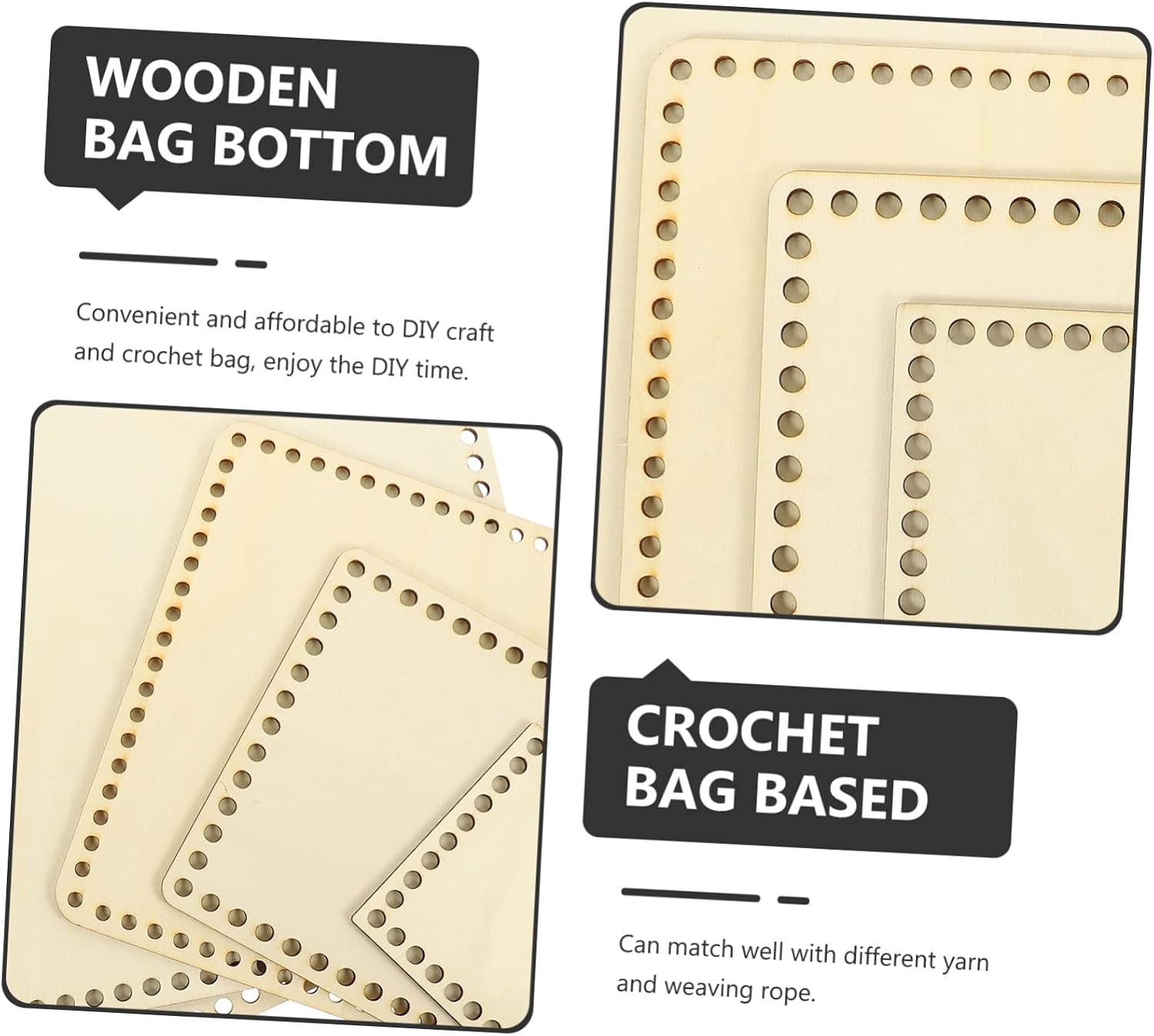 Uonlytech 5pcs Wooden Crochet Accessory for Crafting Storage Baskets for Beginners and Professionals Wooden Material for Bag Weaving Projects