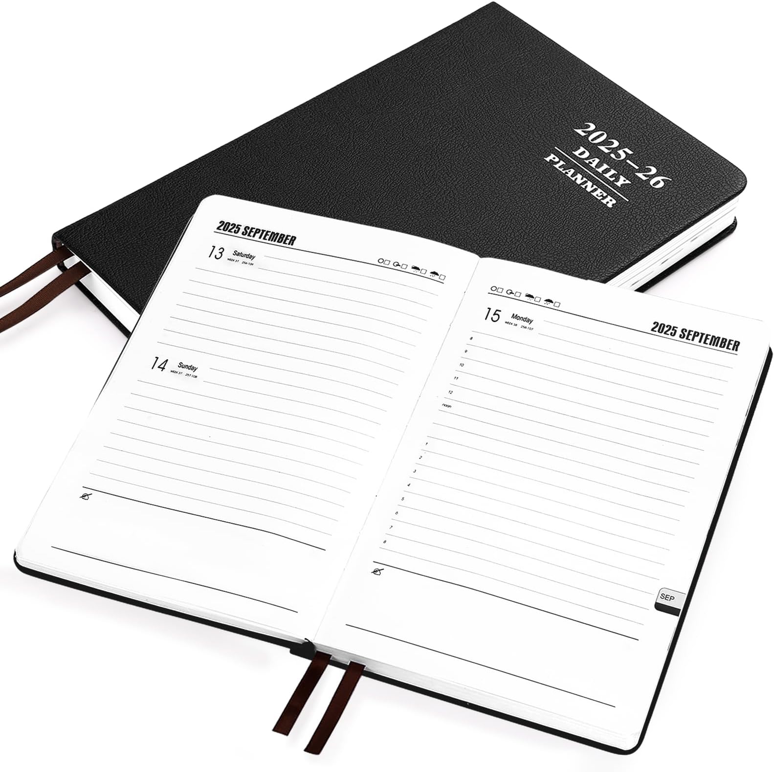 KESOTE 2025-2026 Academic Daily Planner - One Page a Day, July 2025 - June 2026 Diary 5.7 x 8.3" Hardcover Weekly Monthly Planner Agenda 12 Month, A5 Diary Notebook Planner, Black