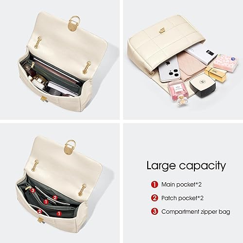 Miniatura 5 de Cnoles Bolsos cruzados para mujer, bolso de hombro de cuero a la moda con correa de cadena, bolso de mano de moda