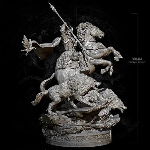 Miniatura 3 de Splindg 118 3.543in Antiguo Caballo Guerra Dios Resina Soldado Modelo Sin Pintar Sin Ensamblar Modelo KitV19584