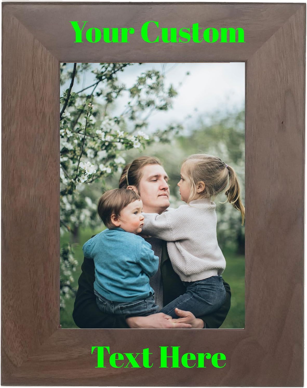 White, Personalized 4x6 Portrait Photo Frame – UV Printed Walnut Picture Frame, Custom Wood Picture Wooden Frame for Desk or Wall – Gift for Family, Friends, Coworkers