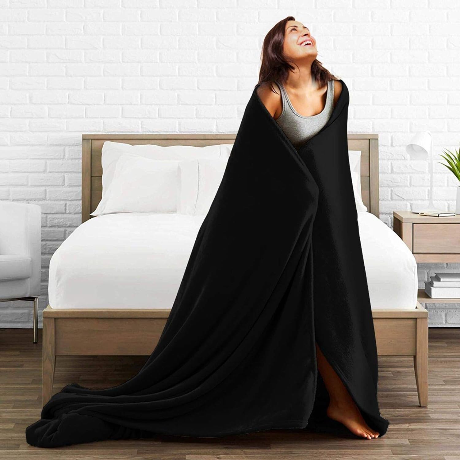 Personalized Blankets with Picture, Using Your Own Text Name, Custom Flannel Throw Blankets for Anniversary Birthday Mothers, Black, 71"x91"