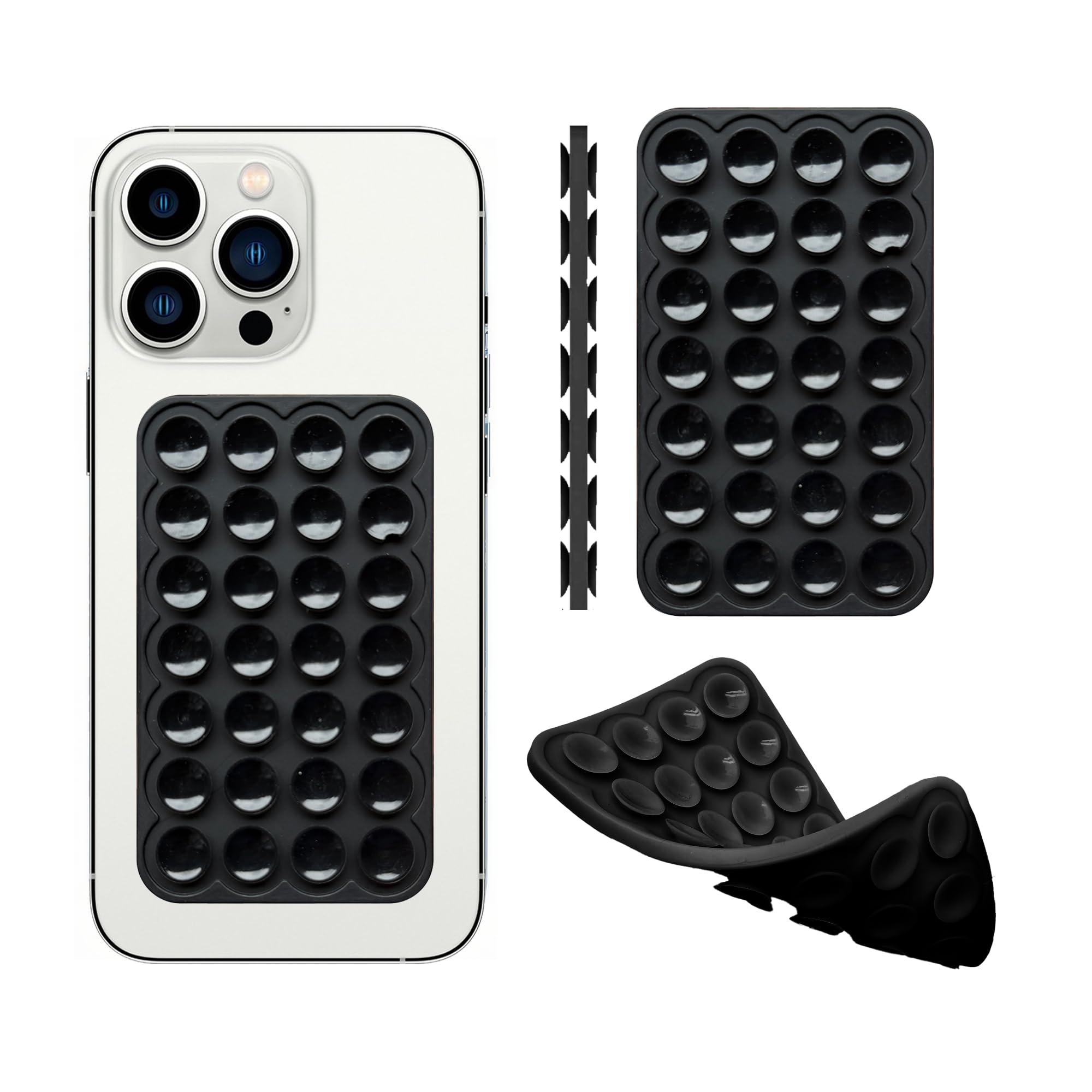 Silicone Double-Sided Suction Phone Grip Detachable Mount - Car Dashboard Shower Phone Holder Hands-Free For Selfies Videos TikTok
