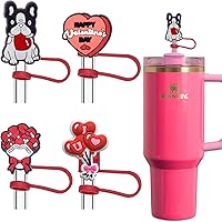 Vista 15 de Funda de popote de 0.394 pulgadas para copa Stanley, diseño de unicornio, compatible con vaso de 20, 30, 40 onzas, accesorios de puntas de silicona