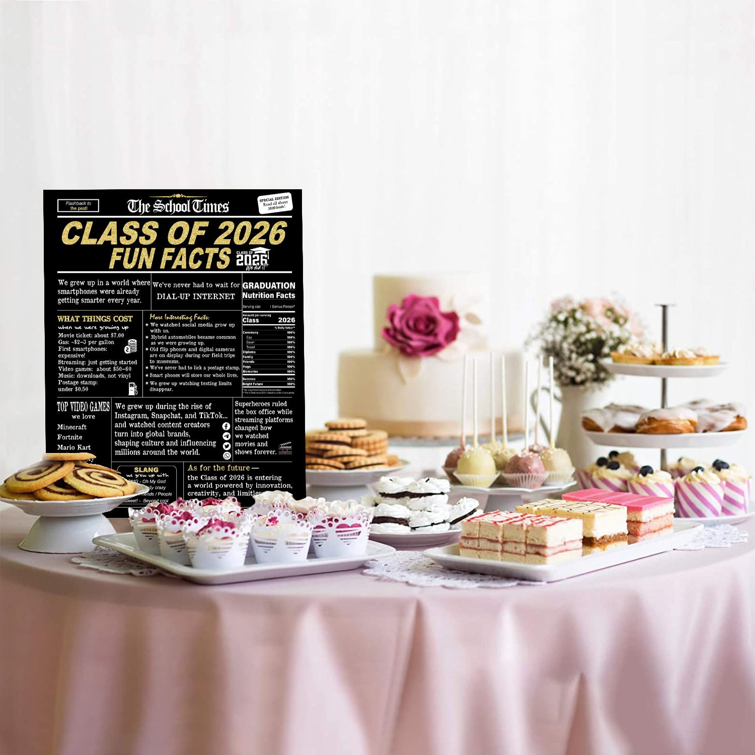 2026 Graduation Decorations, Class of 2026 Fun Facts Graduation Centerpieces for Tables, Grad Party Decor Poster Sign Card, Graduation Gifts — view 5