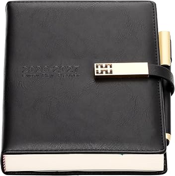 2026-2027 Dairy,Academic Diary 2026-2027 A5 Page A Day from July 2026 to June 2027,Organizer Daily Monthly Planner with Colorful Monthly Tabs,Pen,Pen Loop and Inner Pocket,Bookmarks Black