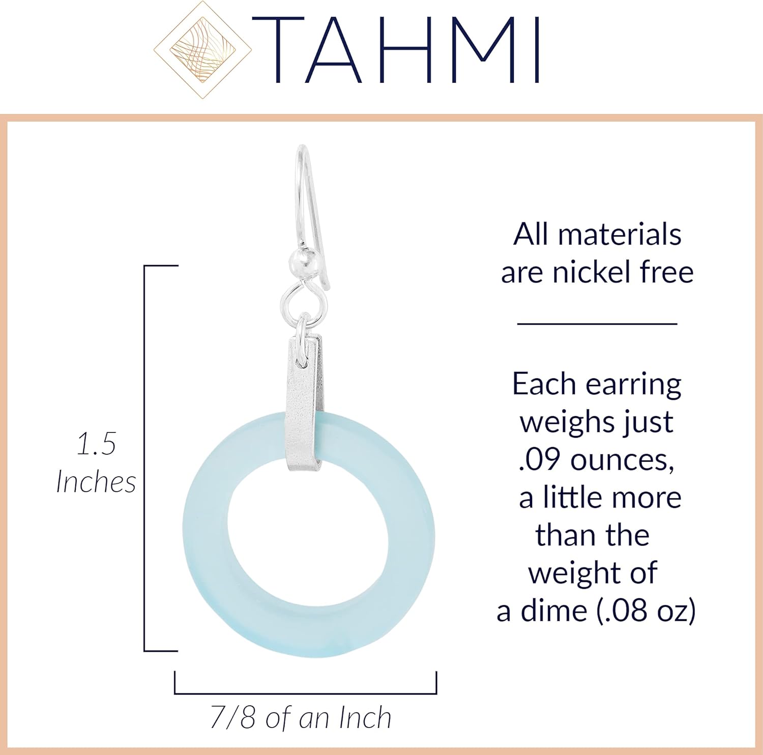 Recycled Sea Glass Circle Earrings for Women | Casual Dangle Drop Earrings in Sterling Silver or 14K Gold-Filled | Handmade Beach Jewelry Gift for Her - Image 3