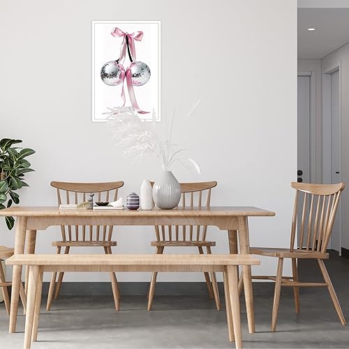 Miniatura 7 de Arte de pared de lazo rosa de moda, pósteres de lona retro de cereza, bola de discoteca de coqueta, cinta femenina de moda, decoración de pared para