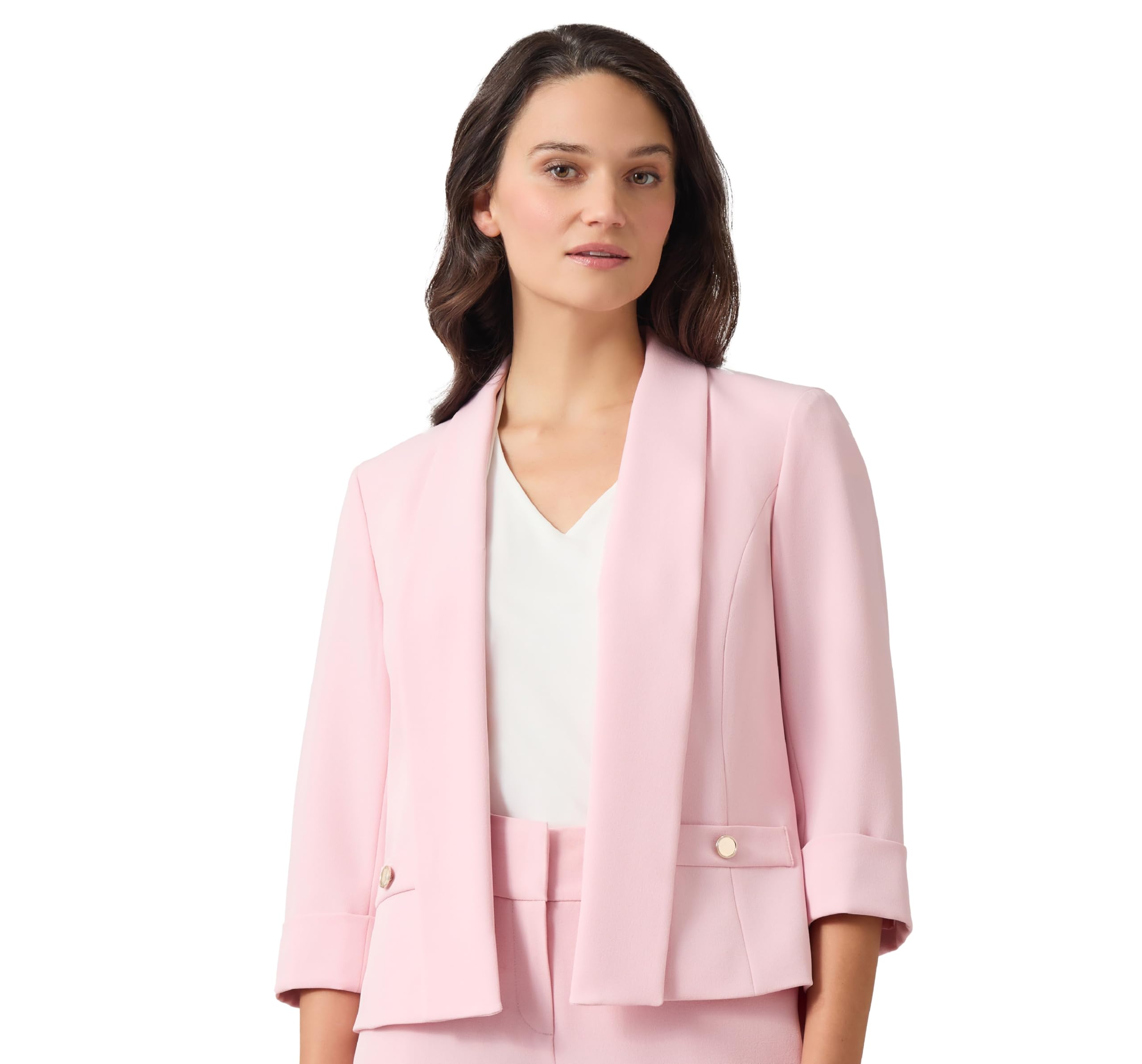 Kasper Womens Crepe 3q Sleeve Shawl Collar Jacket W We