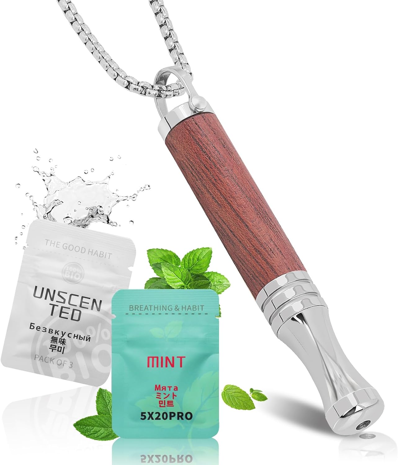 Wooden Breathing Necklace for Anxiety Relief – Deep Breathing Pendant with Resistance Filter – Natural Wood Breathlace for Focus & Stress Support