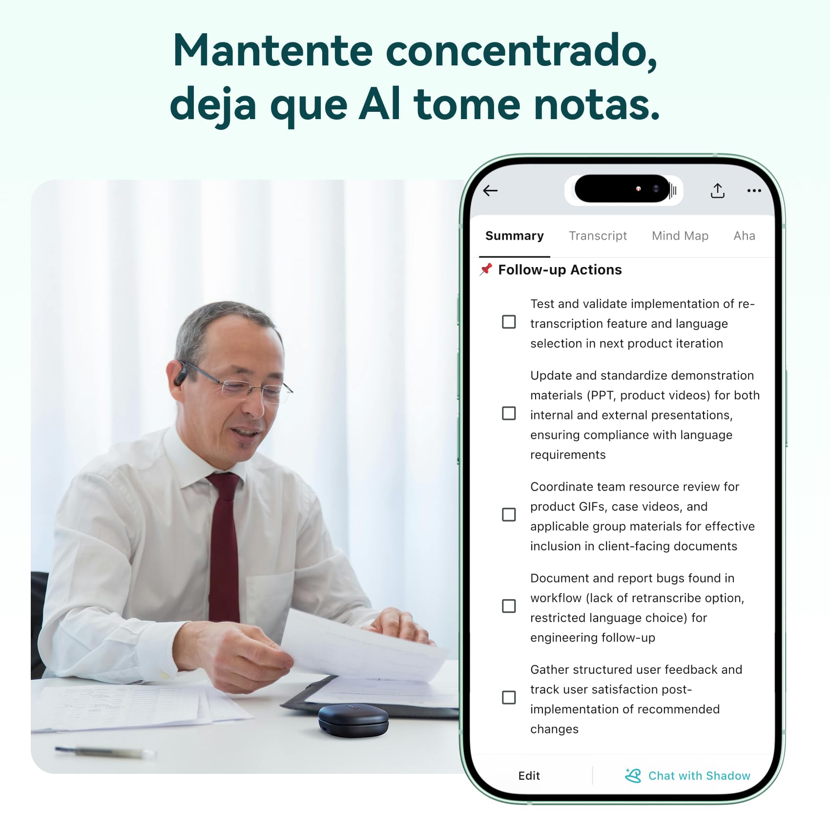 TicNote Pods Grabadora de Voz portátil, 4G Integrado, sin Necesidad de teléfono: Dispositivo de grabación Activado por Voz con transcripción automática y Notas de reuniones