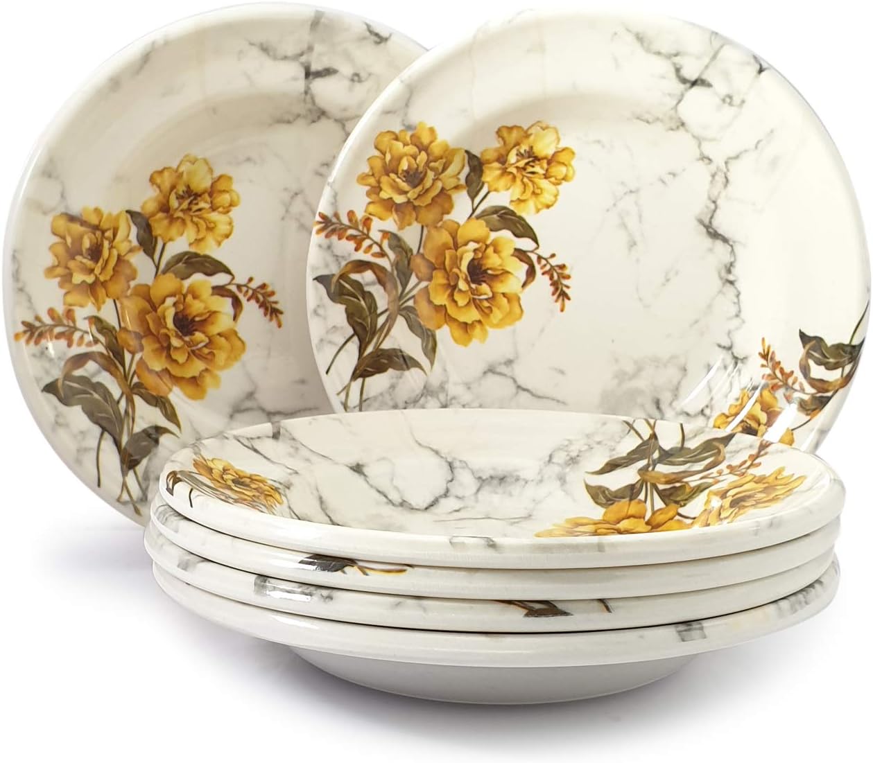 Gallery99 High Grade Beautiful Flower-Printed Melamine Quarter Round Serving Dinner Plates Dishwasher-Safe Break-Resistant for Home & Kitchen, Restaurant Use (Multicolor-GQP-9)