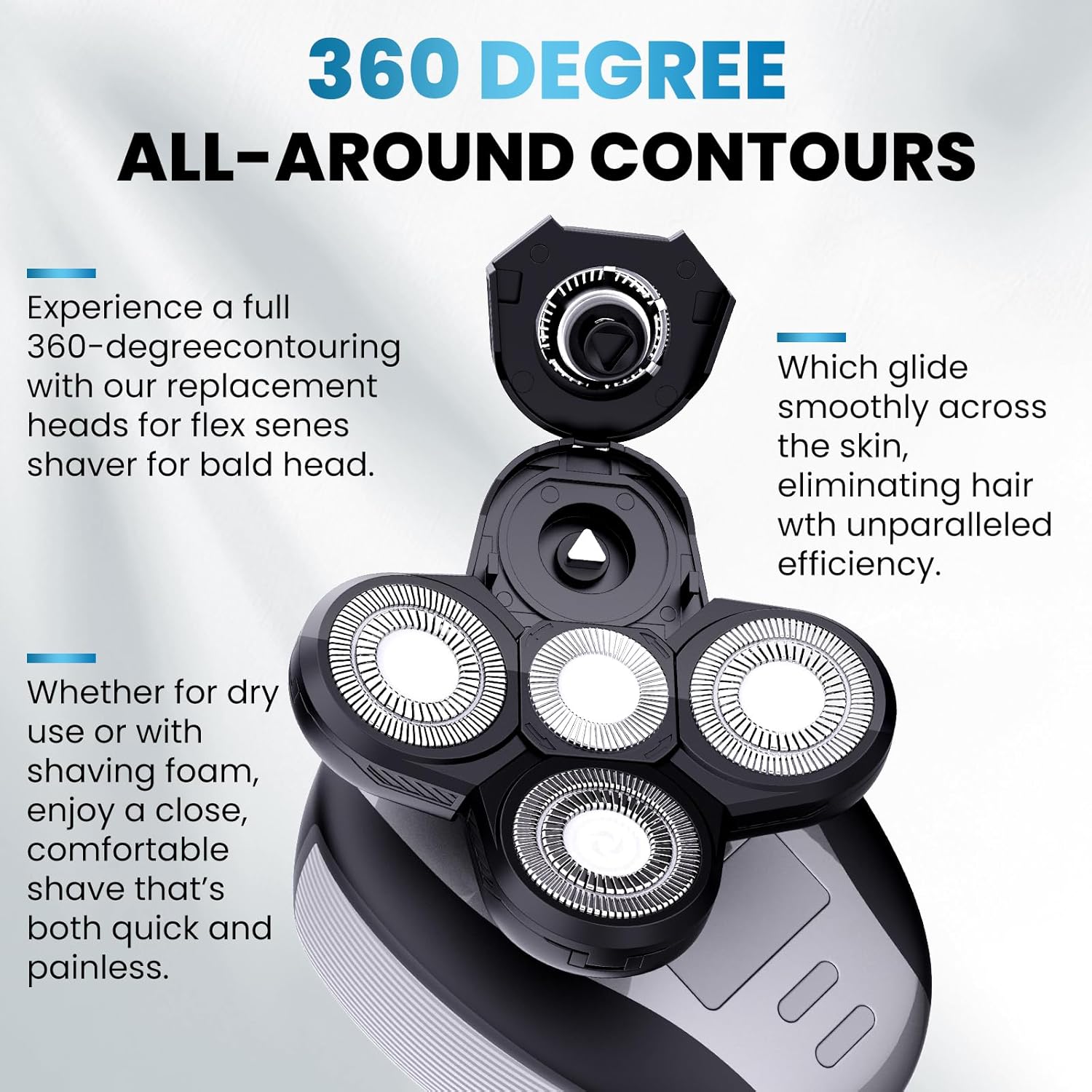 1Pcs Shaver Replacement Blades Refills Compatible with Freebird Head Shaver,Head and Face Electric Razor Shaver Head with Cleaning Brush for Men Gift - Image 3