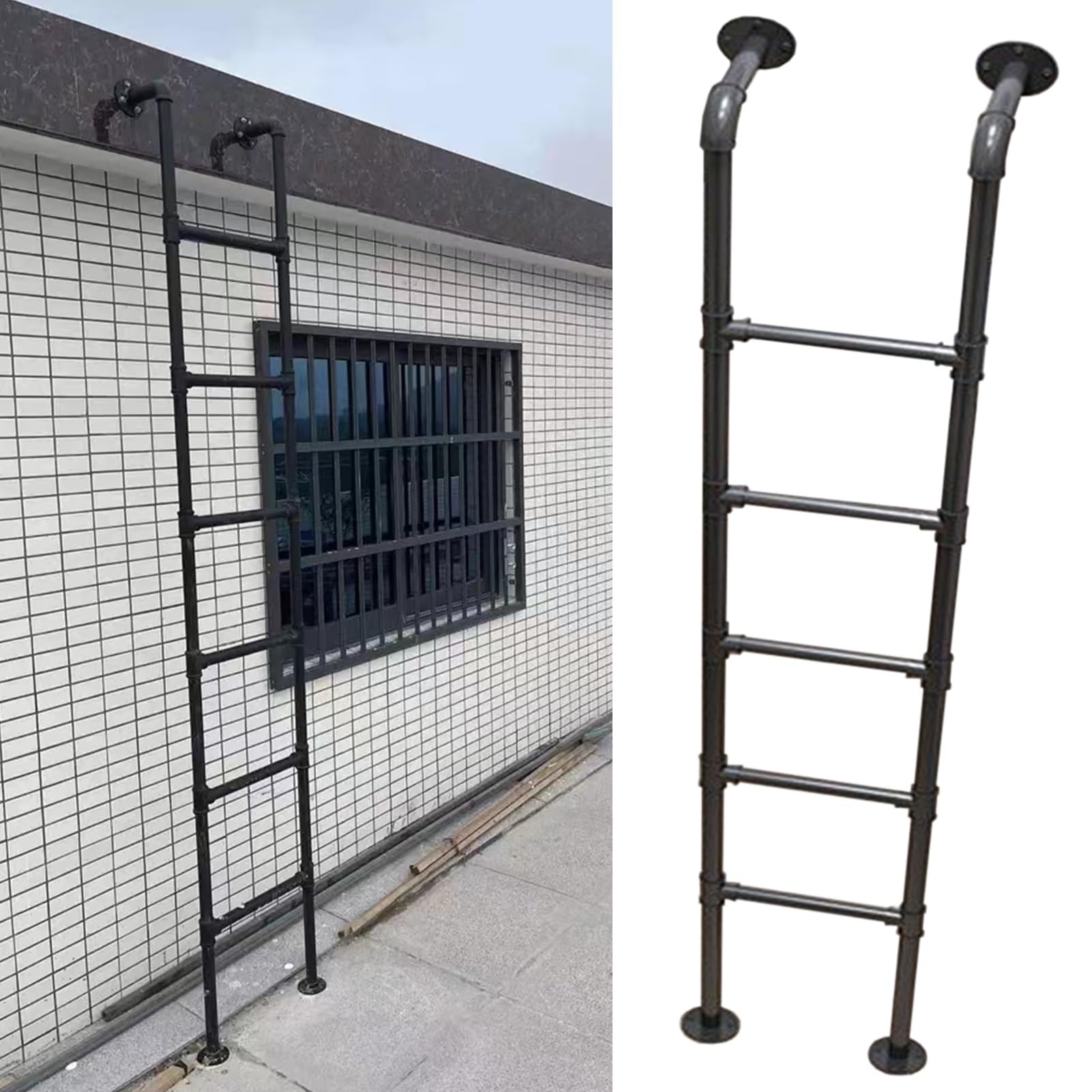 Emerncy - Escalera de metal ajustable de 100300 cm con accesorios de montaje, escalera segura para camas altas, terrazas al aire libre, caravanas, y fiable